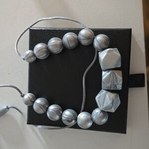 Dark gray / silver teething necklace
